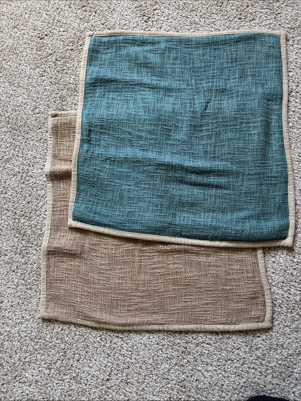 Pottery Barn 100% Cotton Woven 20x20 Euro Shan Pillow Cover Teal and Tan